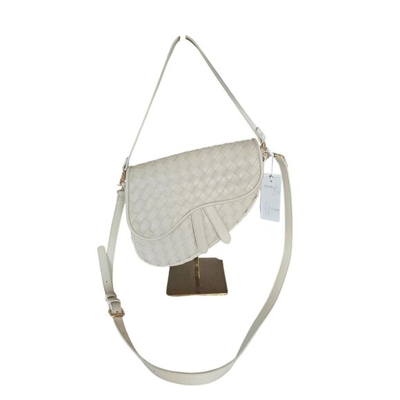 NWT Urban Expressions Scout Woven Crossbody Off White Woven Saddle Boho Purse - Picture 9 of 9